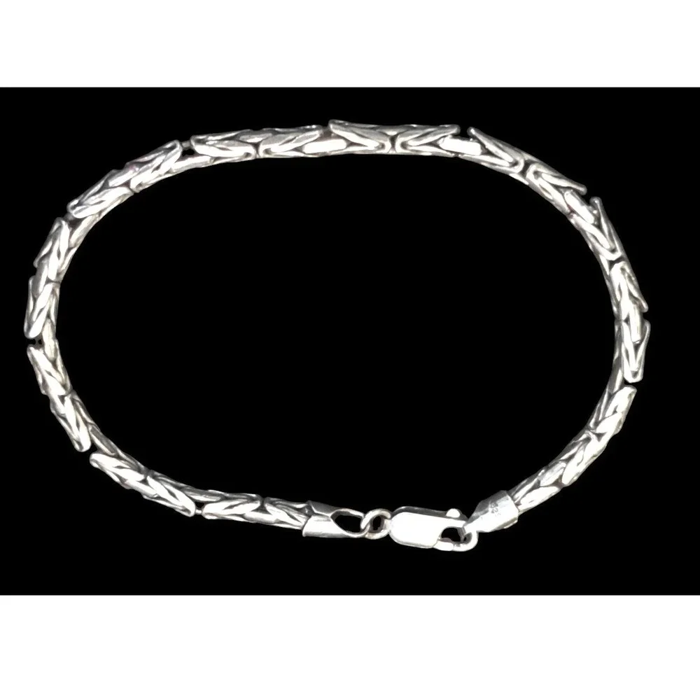 Sterling Silver 925 Italy Byzantine Chain Bracelet 8.5